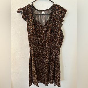 Old Navy Large Floral Mini Dress business casual red gold and black